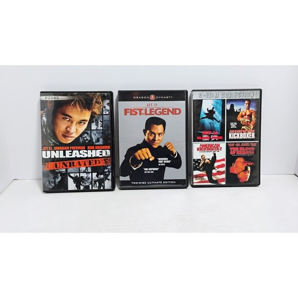 JET LI MARTIAL ARTS DVD 3 FILM COLLECTION W 3 BONUS MOVIES UNLEASHED KICKBOXER - Picture 1 of 5